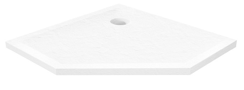 Mild Stone New Trendy B-0539 biały brodzik prysznicowy pięciokątny 80x80 cm niski struktura kamienia