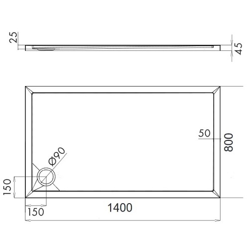 Brodzik prysznicowy na nośniku, 80x140 Merton 80/140/P