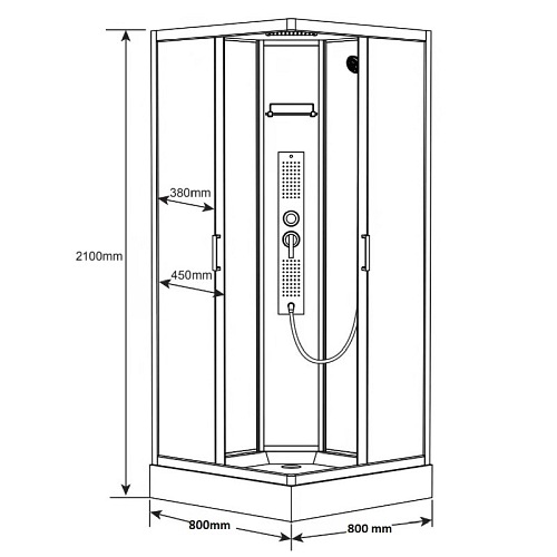 Kabina prysznicowa z hydromasażem niski brodzik 80x80 WSH-312A