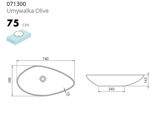 Umywalka Olive 75 cm Cerastyle