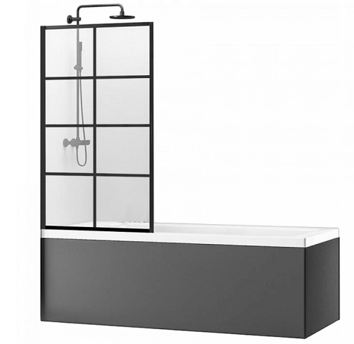 Czarny parawan nawannowy szprosy 70 cm Lagos-1 Fix Rea