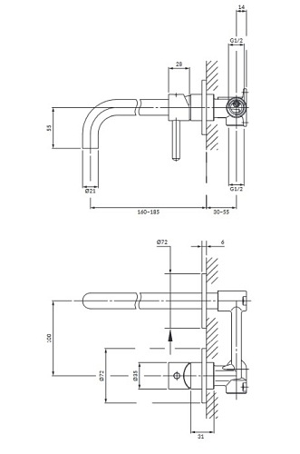 Bateria umywalkowa podtynkowa Y1215HBL Omnires Y czarna