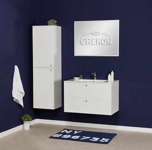 Szafka łazienkowa wisząca z umywalką biały mat 80 cm Argento Gante