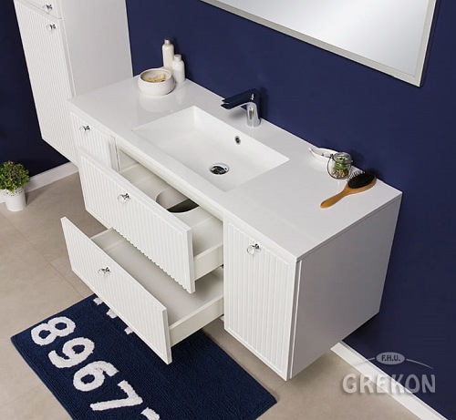 Szafka łazienkowa wisząca z umywalką biały mat 120 cm Argento Gante