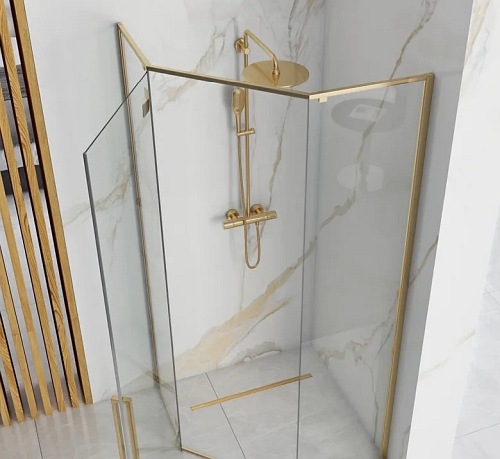Kabina prysznicowa pięciokątna złota 100x100 Diamond Gold Rea
