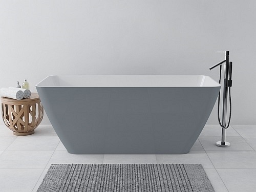 Wanna wolnostojąca biało-szara, Marble+ Parma WW BSP