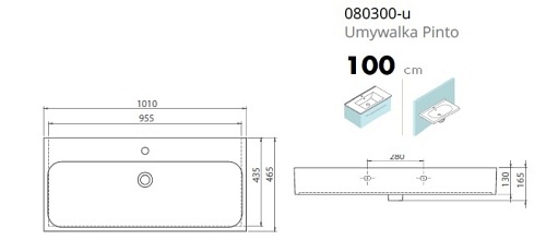 Umywalka Pinto 100 cm Cerastyle