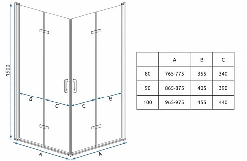 Kabina prysznicowa drzwi składane 100x100 Molier Double Rea