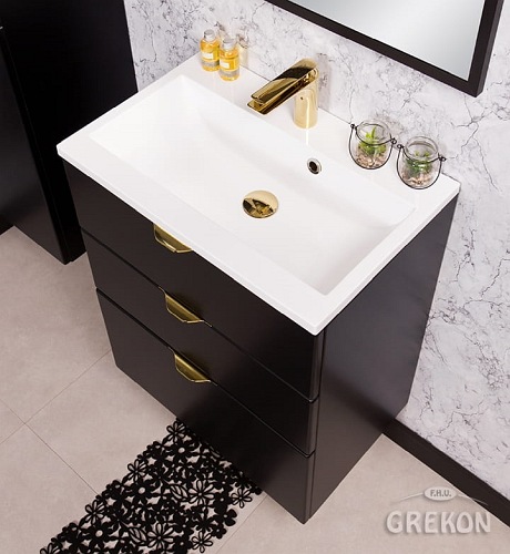 Czarna szafka łazienkowa z umywalką 60/3 cm Victa