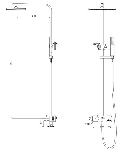 System prysznicowy, chrom Apure AP2244 CR Omnires