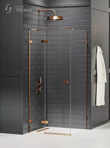 Miedziana szczotkowana kabina prysznicowa lewa 90x70 cm EXK-3551 Avexa New Trendy Copper Brushed