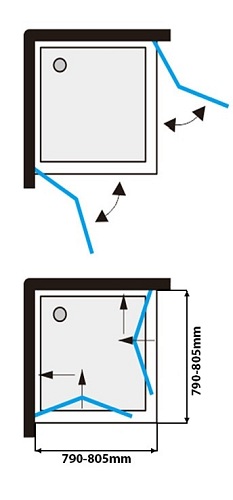 Kabina prysznicowa drzwi składane czarna kwadratowa 80x80 KZ08B
