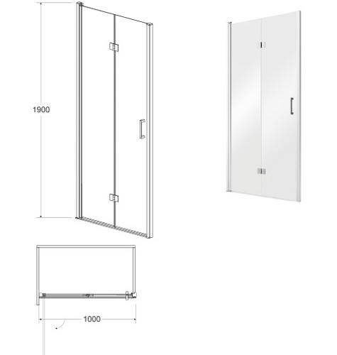 Kabina prysznicowa drzwi składane 100x80 cm Exo-H Besco