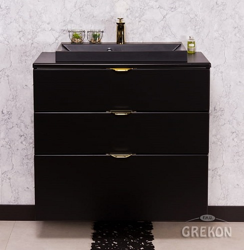 Czarna szafka łazienkowa z czarną umywalką 80/3 cm Liv Victa