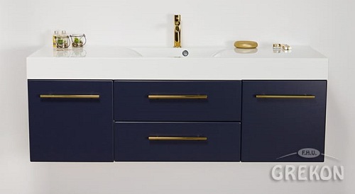 Szafka wisząca z umywalką granatowy mat 140 cm Belli Gold Gante