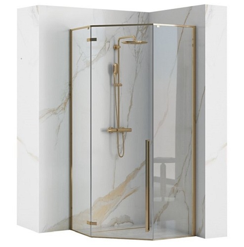 Kabina prysznicowa pięciokątna złota 90x90 Diamond Gold Rea