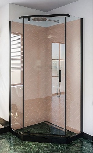 Czarna kabina prysznicowa pięciokątna 80x80 Stylio BKM501PTK+
