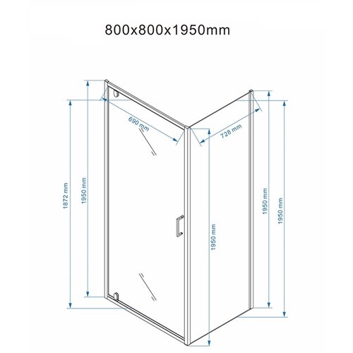 Złota szczotkowana kabina prysznicowa 80x80 kwadratowa drzwi pełne uchylne KZ04B