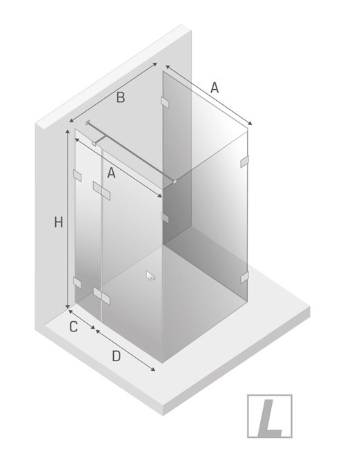 Złota kabina przyścienna z bocznym wejściem 90x100 EXK-4830 Eventa Gold Shine New Trendy