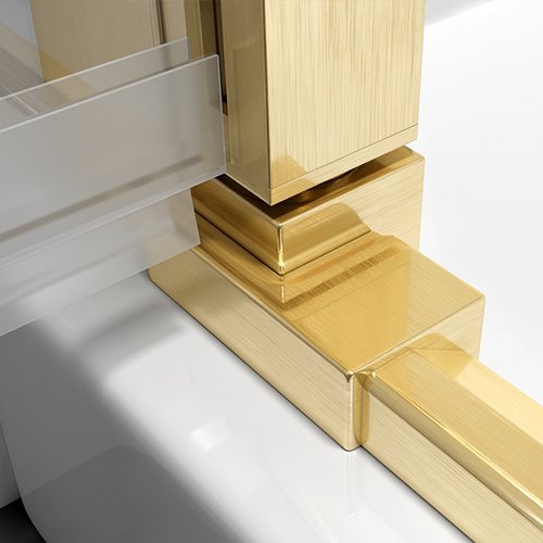 Złota szczotkowana kabina prysznicowa drzwi składane prostokątna 100x90 Z-KZ13A-GL-BR-100X90 zdjęcie 8