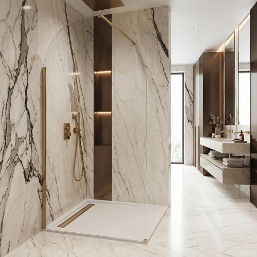 Zaokrąglona ścianka walk-in Brush Gold