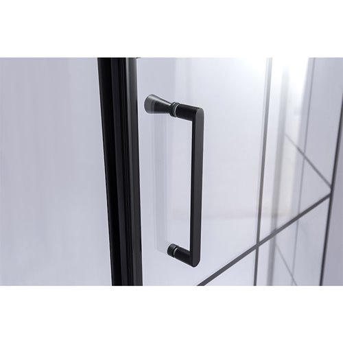 Czarna kabina prysznicowa pięciokątna 100x100 drzwi uchylne szprosy BS06C