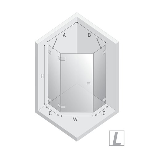 Czarna kabina prysznicowa pięciokątna lewa 90x90 EXK-6290 Eventa Black Chrome New Trendy
