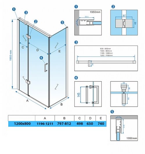Biała kabina prysznicowa prostokątna drzwi uchylne 120x80 KZ02D