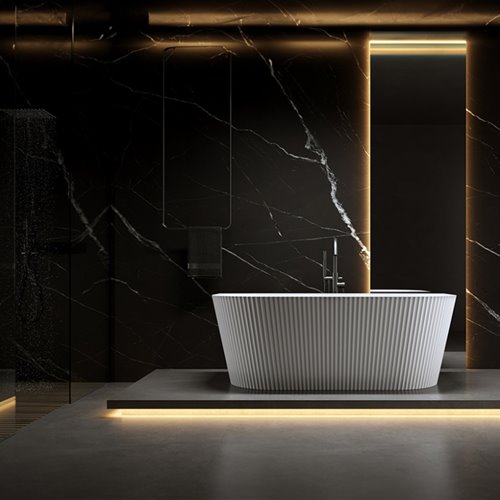 Wanna wolnostojąca przyścienna korek oraz przelew czarny 160 cm Carlo Hydrosan