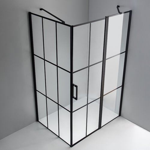 Czarna prostokątna kabina prysznicowa 120x80 drzwi uchylne BS02C