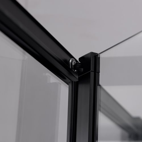 Czarna prostokątna kabina prysznicowa Kira 100x90 drzwi rozsuwane do wewnątrz