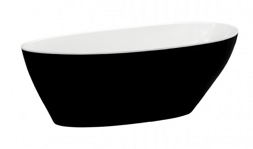 Czarno-biała wanna wolnostojąca z konglomeratu syfon złoty Goya 142 B&W Besco WMD-140-GWG