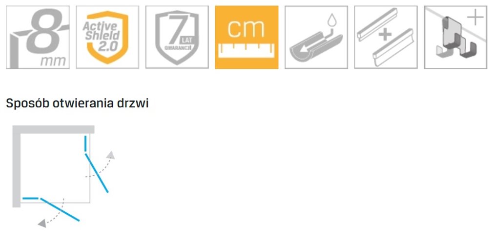 Kabina prysznicowa podwójne drzwi uchylne 120x90 EXK-4770 Eventa Gold Shine New Trendy