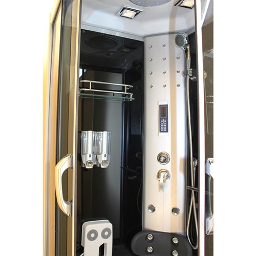 Kabina prysznicowa z hydromasażem i sauną niski brodzik czarne ściany 80x80