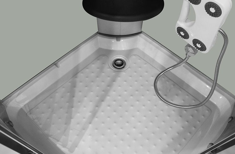 Kabina prysznicowa + sauna parowa składane siedzisko półokrągła zabudowana biała 90x90 MO-09909ASW