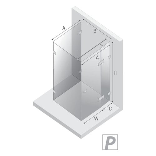 Miedziana kabina przyścienna z bocznym wejściem 100x80 EXK-6502 Eventa Copper Shine New Trendy