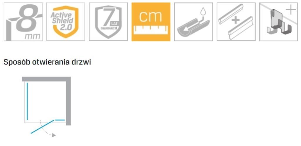 Czarna kabina prysznicowa 80x120 prawa EXK-6180 Eventa Black Chrome New Trendy