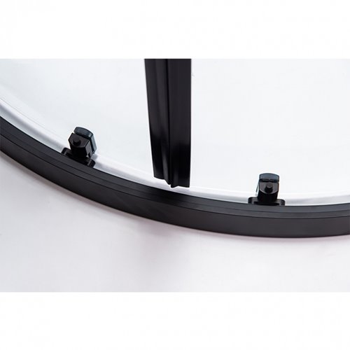 Czarna kabina prysznicowa półokrągła 80x80 drzwi rozsuwane BS01A