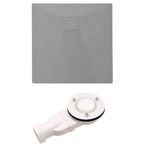 Szary brodzik prysznicowy kwadratowy o strukturze kamienia 90x90 cm Riko Hydrosan