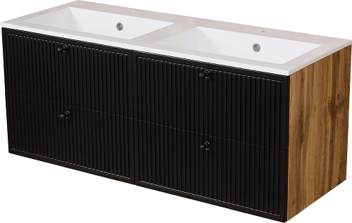 Szafka łazienkowa z podwójną umywalką kolor czarny mat wisząca 120 cm Argento Gante