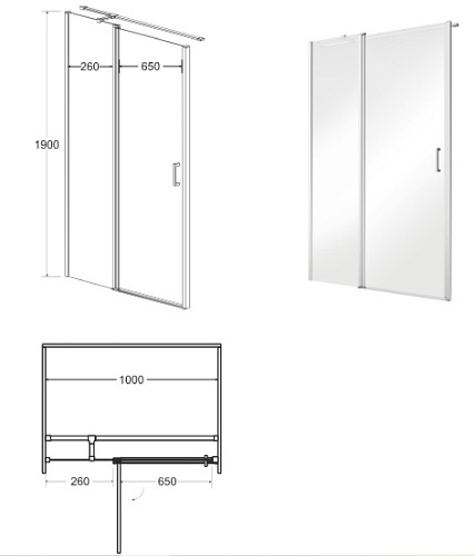 Drzwi prysznicowe uchylne 100 cm Exo-C Besco