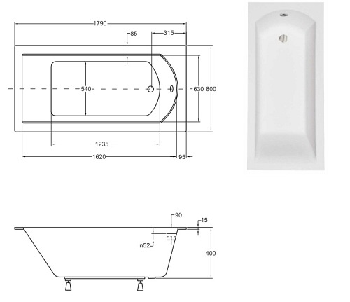 Wanna prostokątna akrylowa Shea Besco 180 cm