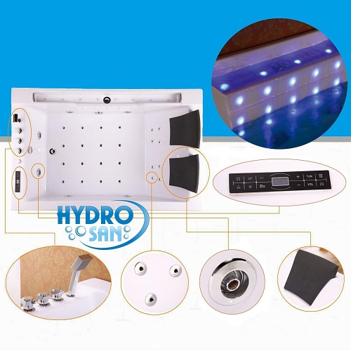 Wanna z hydromasażem i podgrzewaczem wody Fenix 606 180x120 P