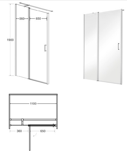 Kabina prysznicowa drzwi uchylne 110x80 cm Exo-C Black Besco