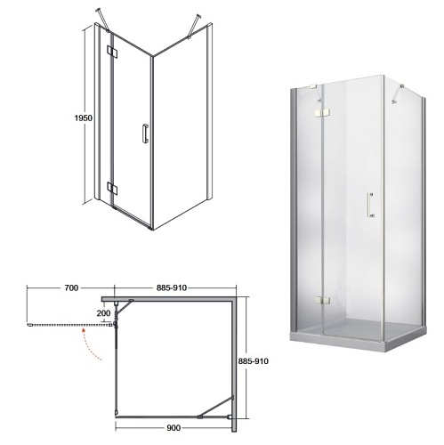 Kabina kwadratowa 80x80 Viva I Besco model lewy