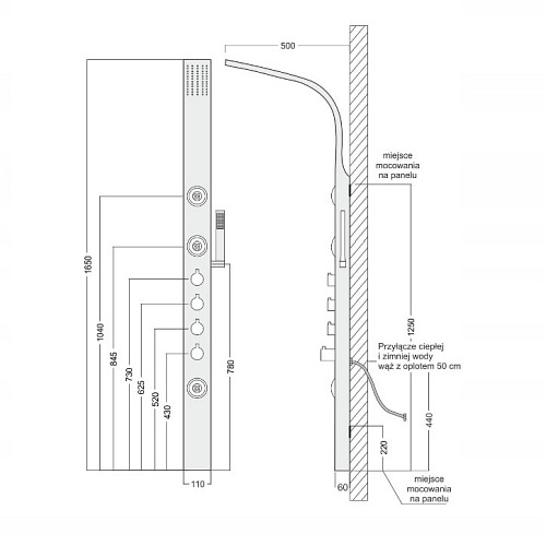 Panel natryskowy z termostatem Snake Corsan