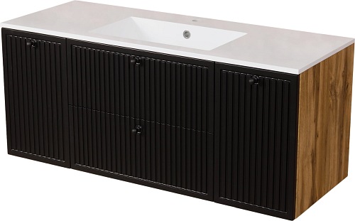 Szafka łazienkowa z umywalką kolor czarny mat wisząca 120 cm Argento Gante