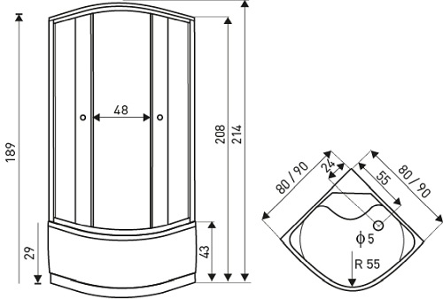 Kabina z hydromasażem głęboki brodzik 80x80 Paulina Kerra