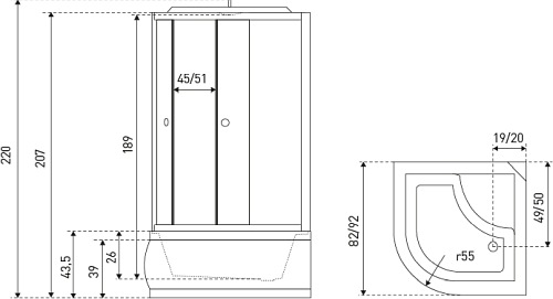 Kabina prysznicowa z systemem hydromasaży 90x90 Vigo Kerra