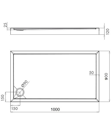 Brodzik prysznicowy na nośniku, 90x100 Camden 90/100/P
